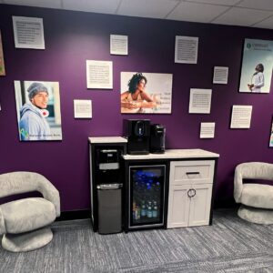 hallway wall with testimonials