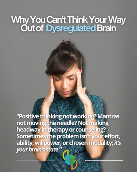 person holding head trying to "think" their way out of a "stressed" brain