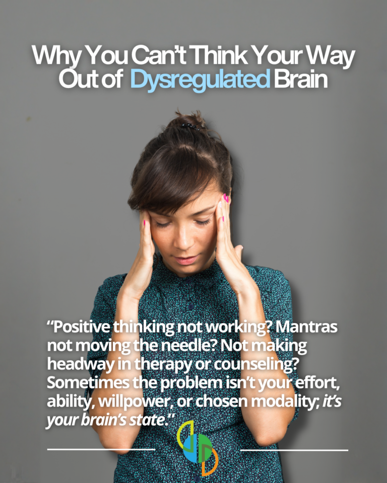 person holding head trying to "think" their way out of a "stressed" brain